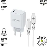 Muvit For Change Caricatore Da Muro Usb-c Pd 25w + Cavo Usb-c 1 M 3a