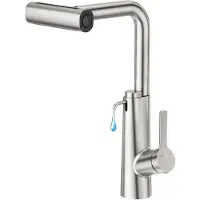 Crea Miscelatore da cucina estraibile a cascata, in acciaio inossidabile, con dispenser di sapone, 4 modalità