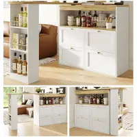 Sonstiges Tavolino girevole a 360° con 4 cassetti e ripiani aperti, dimensioni 105 x 39 x 102 cm, colore bianco