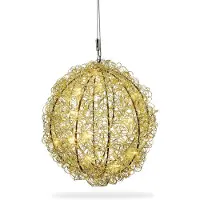 Dripio Palla luminosa a LED dorata, 30 cm di diametro, 80 LED bianco caldo, con timer