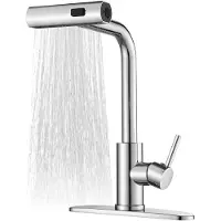 Sonstiges Miscelatore da cucina estraibile, girevole a 360°, con 3 tipi di getto, inclusa la funzione "cascade", in acciaio inossidabile, colore argento