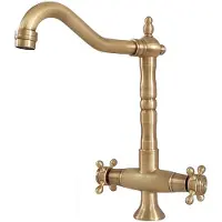 Sonstiges Miscelatore da cucina vintage a due maniglie, in ottone, con rotazione a 360°