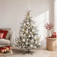 Syfax Albero di Natale artificiale con palline 120 cm 150 LED