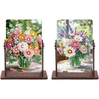 OEM Specchio per trucco con tecnica del diamond painting, 13x18 cm, rotazione a 360°, motivo floreale