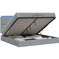 vidaXL Panca-letto con materasso e luci LED, grigio chiaro, 200 x 200 cm, tessuto