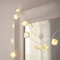 Dripio Catena luminosa con 20 LED bianco caldo, decorata con rose, lunghezza 1,4 metri, alimentata a batteria