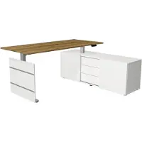 Kerkmann Postazione di lavoro completa Move 3 180x80x72-120 con credenza argento/rovere