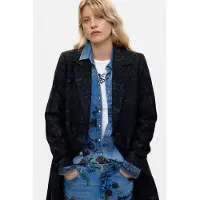 Desigual , cappotto dritto in jacquard, Donna, Poliestere, Nero, L