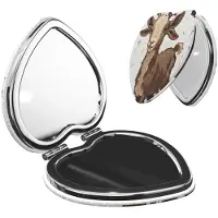 Merkloos Specchio da trucco pieghevole a forma di cuore con ingrandimento