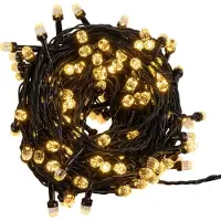 Idena , catena luminosa a LED, 200 LED maxi, luce bianca calda, timer 8 ore, lunghezza 24,9 metri, per interni ed esterni