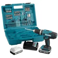 Makita HP488D007: Trapano avvitatore a percussione, batteria 18V, 74 accessori