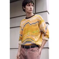Desigual , maglione con stampa astratta, Cotone, Giallo, L