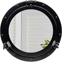 OEM Specchio da parete rotondo con vetro curvo, in alluminio, diametro 38 cm, colore nero
