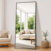 OEM Specchio a parete, dimensioni 192x85 cm, vetro temperato, colore nero, design moderno