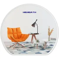 OEM Specchio da parete a forma di semicerchio, diametro 60 cm, con cornice bianca, ideale per bagno e soggiorno