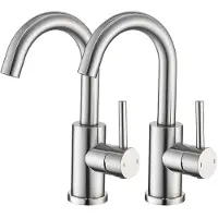 Sonstiges Set di 2 rubinetti per bagno/cucina, in acciaio inossidabile spazzolato, girevoli a 360°