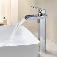 Homelody Miscelatore monocomando per lavabo a cascata, in ottone, cromato, 260 mm