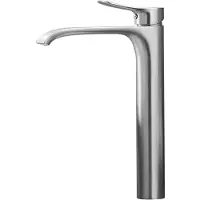 Sonstiges Miscelatore monocomando per lavabo da bagno, finitura in nichel spazzolato, modello a cascata, con controllo separato dell'acqua fredda e calda, realizzato in ottone