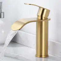 Arcora Rubinetto da bagno con erogatore a cascata, in acciaio inossidabile, finitura dorata