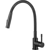 CECIPA Miscelatore per lavello flessibile, 2 getti, finitura spazzolata, colore nero