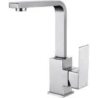 IVIGA Miscelatore monocomando per cucina, girevole a 360°, forma a "L", acciaio inossidabile spazzolato, finitura nichel
