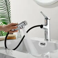 Sonstiges Miscelatore per lavabo estraibile, con 3 tipi di getto, in cromo e acciaio inossidabile