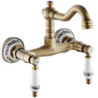 Sonstiges Miscelatore da cucina in ottone e bronzo, con due maniglie, in Vetroceramica, girevole a 360°, stile vintage, con controllo dell'acqua calda e fredda