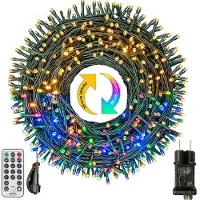 BOWFAR Catena luminosa per esterni, albero di Natale, 30 metri, 300 LED, luce bianca calda e colorata, con 11 modalità