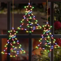 OEM Set di 3 luci a LED per albero di Natale, 55 LED, multicolore, con timer e telecomando