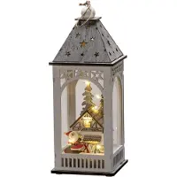 OEM Lanterna a LED in legno, con 8 LED bianco caldo, timer a 6 ore, alimentata a batteria