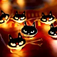 OEM Catena luminosa con decorazioni a forma di testa di gatto, 30 LED, 3 metri, alimentata a batteria