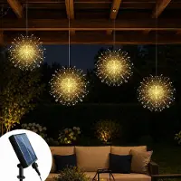 Dripio Catena luminosa a LED solare, 4 fili, 360 LED, luce bianco caldo, grado di protezione IP65