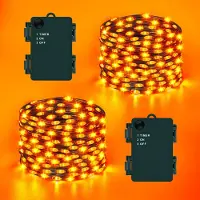 Dripio Set di 2 catene luminose a tema Halloween, lunghezza 10 metri, 100 LED, colore arancione, con timer, grado di protezione IP65