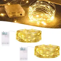 Dripio Set di 2 catene luminose a micro-LED, lunghezza 3 metri, 30 LED, luce bianco caldo, con timer