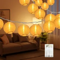 Dripio Catena di lanterne a LED, lunghezza 7 metri, 20 LED bianco caldo, con timer, grado di protezione IP44, alimentazione a batteria