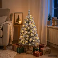 Syfax Mini albero di Natale innevato 90 cm 50 LED Bianco caldo PVC