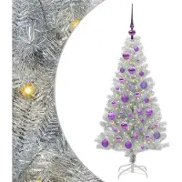 vidaXL Albero di Natale argentato, 120 cm, in PET
