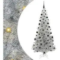 vidaXL Albero di Natale argentato, 210 cm, materiale: PET