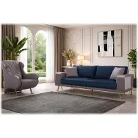 AEA Set divani blu e beige, divani imbottiti, eleganti divani e poltrone da salotto