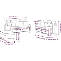 vidaXL Set divano 3 pezzi con cuscini in tessuto grigio chiaro