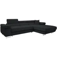 Mirjan 24 Divano angolare Torezio Mini Cord, elegante divano angolare con contenitore e funzione letto, poggiatesta regolabili, 280x170x70-90 cm (colore: Poso 135, lato: destro)