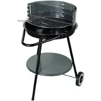 Floraland Barbecue rotondo a carbonella con spiedo su ruote 50 cm