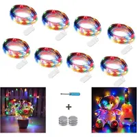 Dripio Catena luminosa a LED, set da 8, lunghezza 3 metri, 30 LED, multicolore, alimentazione a batteria