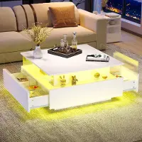 Rolipo Tavolino, con illuminazione LED, 2 cassetti, vano trasparente, capacità di carico: 30 kg