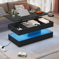 Rolipo Tavolino, con illuminazione a LED, sistema idraulico, spazio contenitivo, dimensioni 100x50x42 cm
