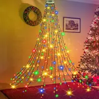 Dripio Catena luminosa per albero di Natale, 400 LED, 2 metri, luce giallo caldo, grado di protezione IP44, 8 modalità