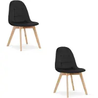 Kendra Home Set di 2 sedie Bora in velluto nero con gambe in faggio