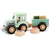 New Classic Toys Nuovo Classic Toys Trattore in legno con rimorchio e verdure