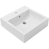 CERANO - Lavabo in marmo colato Esme - con troppopieno - bianco lucido - 45x45 cm
