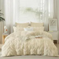 Merkloos Set di copripiumino in stile seersucker, dimensioni 220 x 240 cm, con 2 federe da 80 x 80 cm